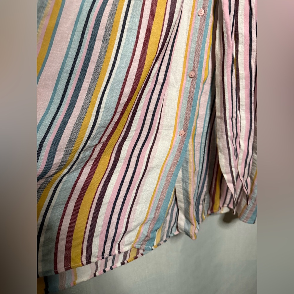 Zara TRF Rainbow Striped Linen Summer Midi Dress - Picture 8 of 11